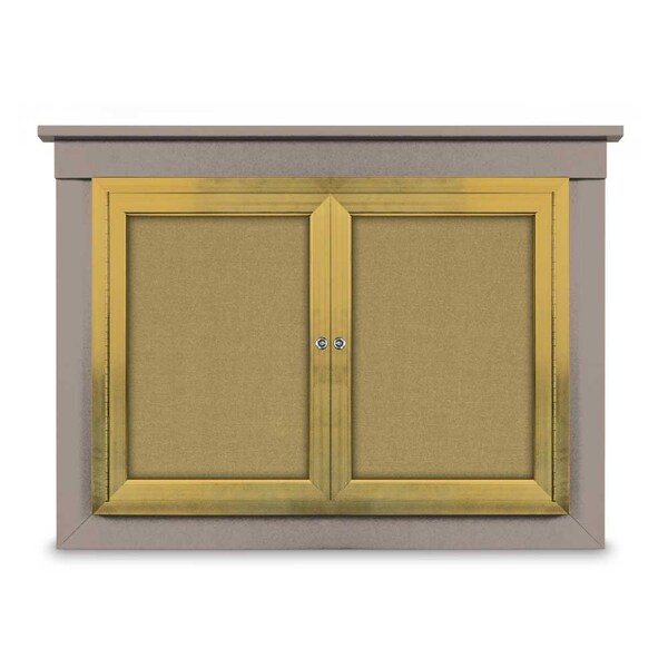 36"x36" 1-Door Enclosed Letterboard, Header, White Vinyl/Lt Oak